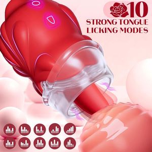 10-Speed Vibrators Rose língua lambendo feminino & G-Spot Clitóris Estimulador Mamilo Massager com características de vibração de sucção - Product Image 4