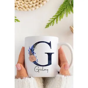 Mug de camping personnalisé avec design de lettres, 200 ml, taille moderne de 12 cm, compatible micro-ondes - Product Image 3