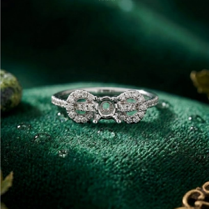 Chine Conception personnalisée de haute qualité 14k 585 or blanc véritable diamant taille brillant Solitaire semi-monture bague de fiançailles pour les femmes - Product Image 1