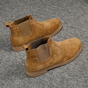 Nouvelles Bottes Chelsea mi-montantes tendance à enfiler pour homme grande taille, en cuir de porc à semelle plate, collection automne/hiver, pour l'export. - Product Image 3