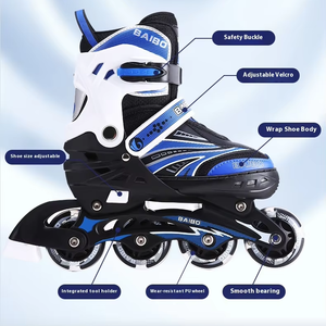स्पष्ट थोक फैशन 4 व्हील एडजस्टेबल रोलर स्केट्स फ्लैशिंग व्हील्स सिंगल रो रोलर स्केट्स - Product Image 1