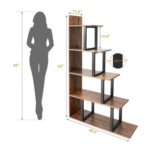 Salon moderne acier bois bibliothèque stockage présentoir échelle autoportante <span class=keywords><strong>Etagere</strong></span> bibliothèque - Product Image 3