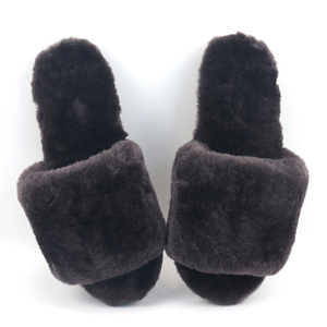 Open Toe delle donne Accogliente Casa Sandali Morbido Piatto Indoor Outdoor Nero Fuzzy Fluffy Pelliccia di pelle di Pecora Pelliccia di Diapositive - Product Image 2