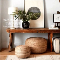 Pouf rond en jute tissé à la main pouf rond en jute tabouret pouf en jute avec intérieur doux en EPE et éponge