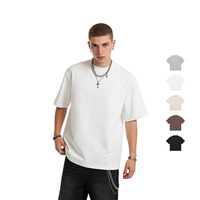 Crewneck T-shirt Zwart Bruin Wit voor Grijs Vintage Oversized Gebreid 220 Grams Gewassen Eco-vriendelijk Logo Print Casual Wear