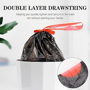 Huamaohengchun8 Gallon Trash Bags 120 Count Black Drawstring Garbage Bags - Thick <b>Plastic</b>, 22.06'' x 25.61'' (Black, 8) - Product Image 3