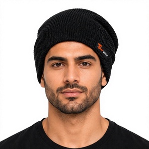 Bonnet tricoté unisexe pour homme, couleur unie, chaud et décontracté pour l'hiver, 100 % acrylique, prix de gros - Product Image 1