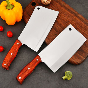 A set of two-in-one <b>knives</b>: a cleaver with a wooden <b>handle</b>, a forged <b>bone</b>-chopping <b>knife</b>, and a kitchen <b>knife</b>. Also available: - Product Image 1
