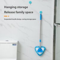 Serpillère triangulaire rotative à 360° en microfibre écologique haute capacité avec manche télescopique en acier pour sols en bois, carrelage et marbre