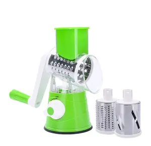 3 Drum Blades Manual Speed Round Food Slicer Nut Grinder Rotary Cheese Grater Shredder for Cheese Vegetable