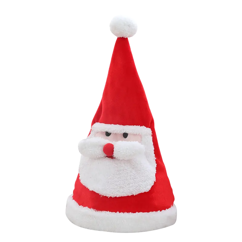 Suave juguete de peluche kawaii eléctrico emisor de luz sombrero de Navidad móvil sombrero de peluche como regalo de Navidad para niños