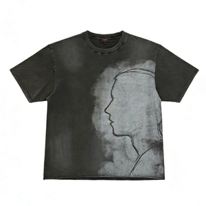 T-shirt vintage de luxe en coton tricoté 100 %, 300 GSM, coupe oversize, effet délavé, motif graphique, style hip-hop, fourni par le fabricant - Product Image 1