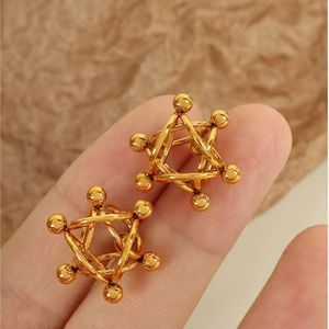 Chunky Edelstahl Collier Maille Zyklon Kugel kette Halskette Kreis Armband 18 Karat Gold PVD plattiert Schmuck Set Hohl ohrring - Product Image 5