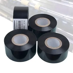 Foil pengodean panas HC3 SCF900 25mm 30mm * 100M pita cap panas hitam untuk printer tanggal HP241B HP241