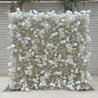 GNW Offre Spéciale 8 * 8ft Artificielle Blanche Babys Breath Wall Belle et Naturelle Soie Décoration de Fête Mariage Fleur Panneau Mural