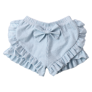 Summer Baby Girls Bloomers Seersucker couvre-couche avec nœud pour bébé Toddler Girl Pink Stripe Ruffle shorties - Product Image 2