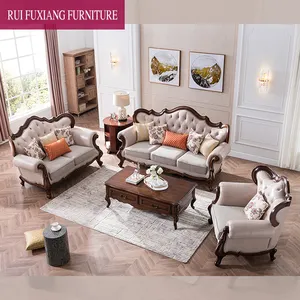 Bộ <span class=keywords><strong>Sofa</strong></span> Da Phong Cách Cổ Điển Kiểu Mỹ N351, Bộ <span class=keywords><strong>Sofa</strong></span> Da Rắn Bằng Gỗ - Product Image 1