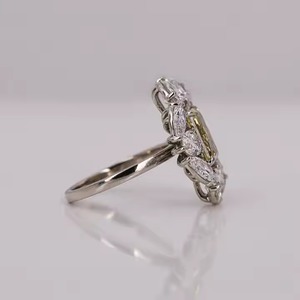 Lujosa forma de flor amarillo corte radiante laboratorio creado diamante y pera diamante oro sólido anillo de compromiso regalo para mujeres - Product Image 2