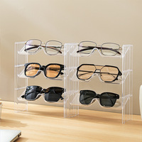 Support de rangement empilable pour lunettes, présentoir de lunettes de soleil de comptoir, anti-poussière, transparent, portable et mobile