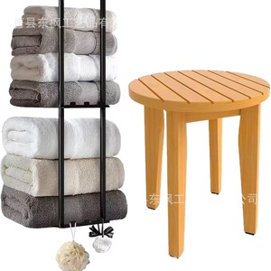 Wooden Shower <b>Stool</b> Solid Wood <b>Bathroom</b> Footrest Waterproof Non Slip Floor Standing Minimalist Design - Product Image 1