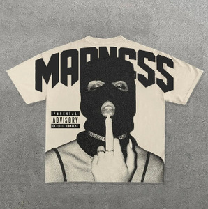 230g Knitted 100% Cotton <b>Y2K</b> Harajuku Men's Letter T-<b>Shirt</b> American Graphic Print Oversized Hip Hop Style Boxy Short Sleeve - Product Image 6