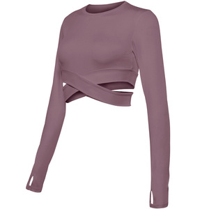 Hauts de sport longs pour femmes, vêtements de course à manches longues, vêtements de yoga et de fitness, vêtements de yoga sans taille, mode - Product Image 6