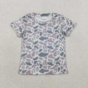 BT1712 RTS Little Boy Boutique, conjunto de ropa occidental para niños pequeños, camiseta de camuflaje gris, venta al por mayor, conjunto de ropa infantil de manga corta - Product Image 1