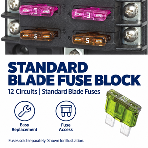 Bloque de Fusibles de 12 Circuitos con Bus Negativo y Cubierta Transparente, Panel de Fusibles de 32V DC 100A para Barcos, Embarcaciones y Autocaravanas - Product Image 5