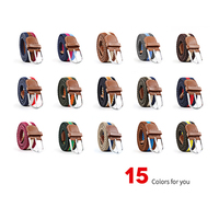 Ceinture élastique tressée en toile tricotée décontractée pour hommes et femmes, motif rayé, pour jeans, golf, logo personnalisé