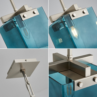 Luminaire suspendu carré en verre Kasanto, luminaire de plafond en fer, douille E14, AC 220V, commande par interrupteur, décoration d'hôtel