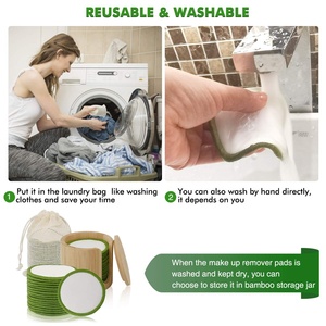 Tampons démaquillants en coton <span class=keywords><strong>de</strong></span> <span class=keywords><strong>bambou</strong></span> écologiques personnalisés OEM, simples, hautement absorbants, organiques, réutilisables, lavables, en maille <span class=keywords><strong>éponge</strong></span> - Product Image 4