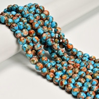 Perles lisses en cuivre turquoise naturel de Mohave YMJ 8 mm, certifiées GIC, origine CN/GUA, pour bijoux perlés et bracelets