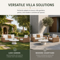 Ensemble de canapés d'extérieur en rotin PE de luxe moderne, meubles de salon en osier tressé à la main avec table basse ronde pour villa et jardin