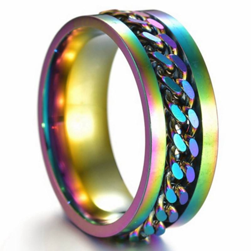 Rainbow ring with rainbow chain