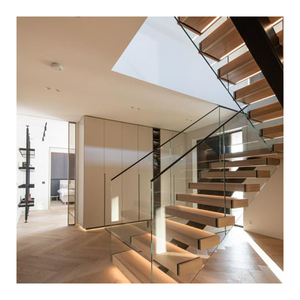 Rắn gỗ và sắt thẳng cầu thang thiết kế lan can escalier Mono ráp dây cầu thang với các bước bằng gỗ để sử dụng nhà - Product Image 4