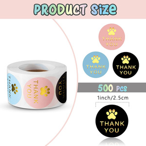 Rotolo di <span class=keywords><strong>Adesivi</strong></span> Rotondi con <span class=keywords><strong>Stampa</strong></span> in Lamina d'Oro, 500 Pezzi, 2,5 cm, Personalizzabili per Negozi di Animali e Piccole Imprese - Product Image 2