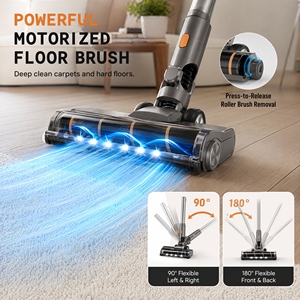 Aspiradora Inalámbrica PWX2405, 200W, 20kPa, Luz LED Verde, Pantalla Inteligente, Recargable, para Hogar, Pelo de Mascotas, Pisos y Alfombras - Product Image 2
