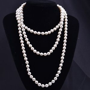 <span class=keywords><strong>Collana</strong></span> <span class=keywords><strong>di</strong></span> <span class=keywords><strong>Perle</strong></span> <span class=keywords><strong>Finte</strong></span> in Vetro alla Moda, <span class=keywords><strong>Lunga</strong></span> Catena Multistrato Annodata per Donna, Accessori per Abbigliamento - Product Image 1