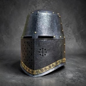 Casque de Chevalier en Acier Authentique Fait Main, Coiffe d'Armure Portative pour Adulte avec Style Européen Traditionnel pour Déguisement et Exposition - Product Image 1