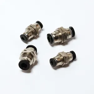 HPM-10 pneumatic fittings brass nickeling bulk head union straight push in fittings CHINA WENZHOU PNEUMATIC FACTORY