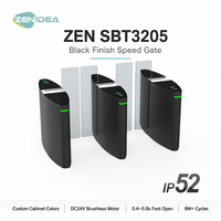 Barrière pivotante noire ZEN3205, portillon rapide en acier inoxydable 304, tourniquet sans balais DC24V, ouverture rapide 0,4-0,8s, 8 millions de cycles, IP52