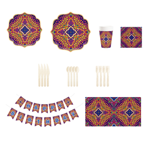 DAMAI New Dark purple Mandala-themed Decorative Pattern Disposable Party Plates <b>Cups</b> and Napkins for Birthday Parties - Product Image 4