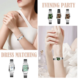 Montre carrée pour femme avec logo personnalisé, en acier inoxydable, chiffres romains, mouvement à quartz, bracelet à maillons, étanche, pour femme - Product Image 3