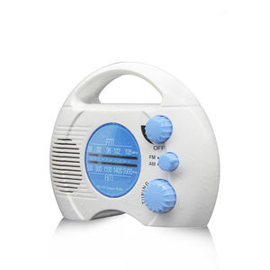 Custom White IPX4 Waterproof AM FM <b>Shower</b> <b>Radio</b> with Hanging Handle Battery Powered Splash-Proof Bathroom <b>Radio</b> - Product Image 1
