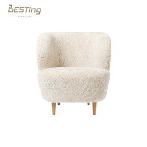 Diseño nórdico Retro Wabisabi Sala <span class=keywords><strong>de</strong></span> estar Silla <span class=keywords><strong>de</strong></span> salón Patas <span class=keywords><strong>de</strong></span> madera Sillón <span class=keywords><strong>de</strong></span> estancia Sherpa <span class=keywords><strong>de</strong></span> lujo - Product Image 2