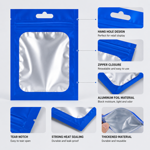 Bolsa de Embalaje Portátil Holográfica de PE con Cierre de Cremallera y Sello de Papel de Aluminio Transparente a Prueba de Humedad para Almacenamiento de Alimentos y Adornos - Product Image 2
