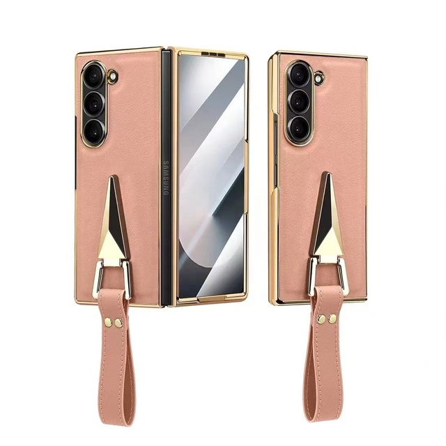 For Samsung Galaxy Phone Case Protective Cover Leather Left Right Folding Fold 3/4/5/6 Plated Gold Custom High Quality