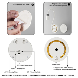 Lámpara <span class=keywords><strong>de</strong></span> Lectura LED <span class=keywords><strong>de</strong></span> Pared Moderna <span class=keywords><strong>con</strong></span> <span class=keywords><strong>Sensor</strong></span> <span class=keywords><strong>de</strong></span> <span class=keywords><strong>Movimiento</strong></span>, Inalámbrica, Magnética, Ajustable, Recargable por USB, Táctil - Product Image 6