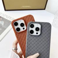 Couleur unie Ultrhin Tissé Motif TPU Doux Antichoc Accessoires de Téléphone Portable Housse Pour iPhone 13 14 15 16 Pro max