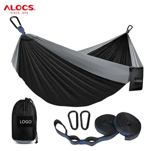 Alocs 사용자 정의 휴대용 경량 싱글 또는 더블 나일론 해먹 야외 캠핑 액세서리 하이킹 장비 해먹